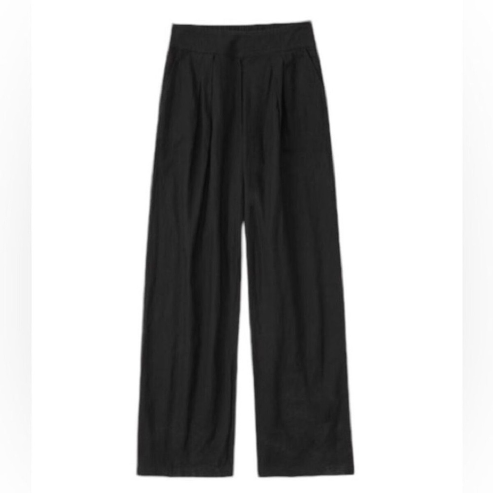 NWT Abercrombie & Fitch Linen Ultra Wide Leg Black Pants, X-Small